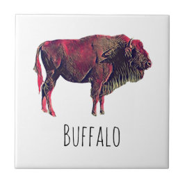 Azulejo Diseño de Retrato de Búfalo para Animales de Bison