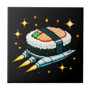 Azulejo Diseño de rollo de sushi de cadera espacial Pixel 