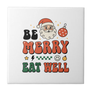 Azulejo Diseño de Santa de Navidad Alegre Come Bien