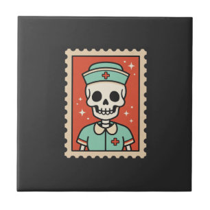 Azulejo Diseño de sello de enfermera esqueleto de Hallowee