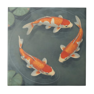 Azulejo Diseño de Serenidad de Estanque de Peces Koi Elega