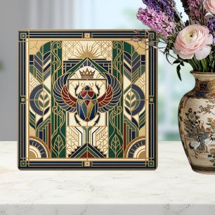 Azulejo Diseño de sol egipcio de escarabajo Art Déco