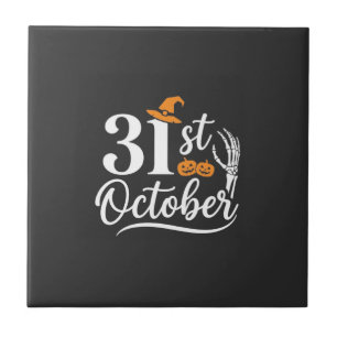 Azulejo Diseño de sombrero de bruja de calabaza del 31 de 
