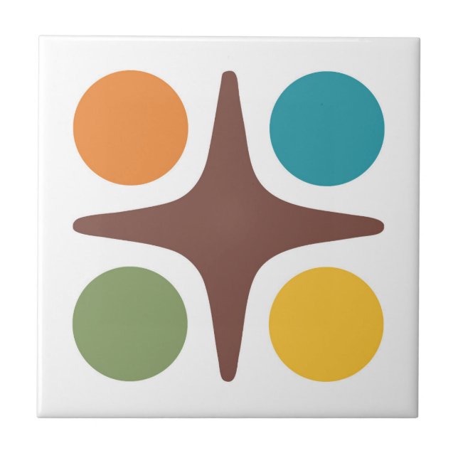 Azulejo Diseño de Starburst Geométrico Moderno de Mid Cent (Frente)