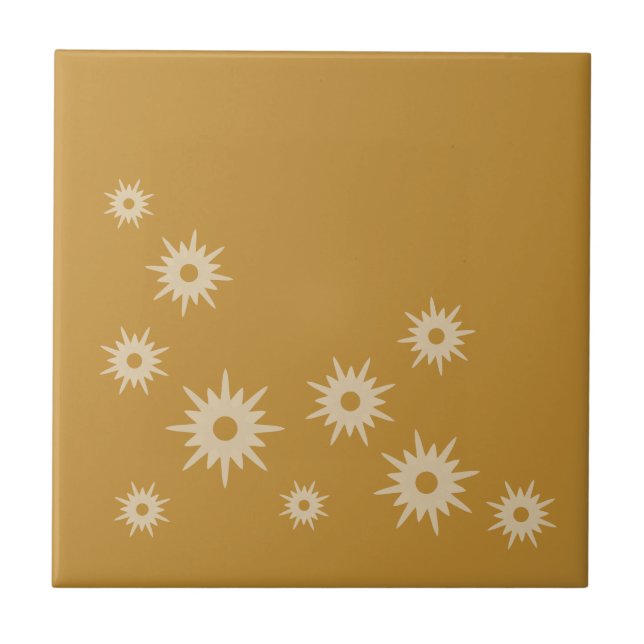 Azulejo Diseño de Starburst Ochre Gold para Mediados del S (Frente)