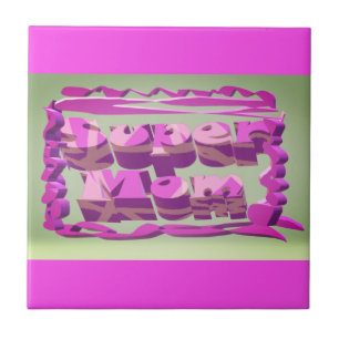 Azulejo Diseño de supermamá para Día de la Madre y cumplea