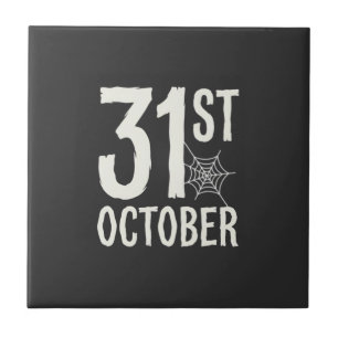 Azulejo Diseño de telaraña de araña de Halloween del 31 de