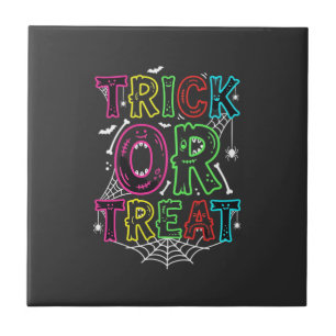 Azulejo Diseño de telaraña de Halloween Truco o trato_1
