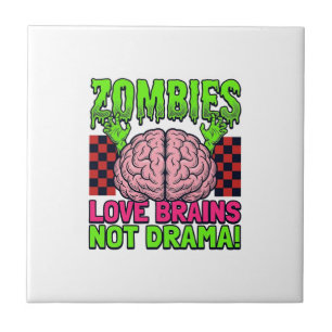 Azulejo Diseño de terror vintage Cerebros de amor zombie n