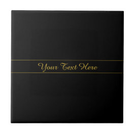 Azulejo Diseño de texto simple personalizable dorado y neg
