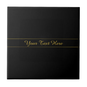 Azulejo Diseño de texto simple personalizable dorado y neg