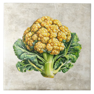 Azulejo Diseño de textura falsa de coliflor rústica acuare