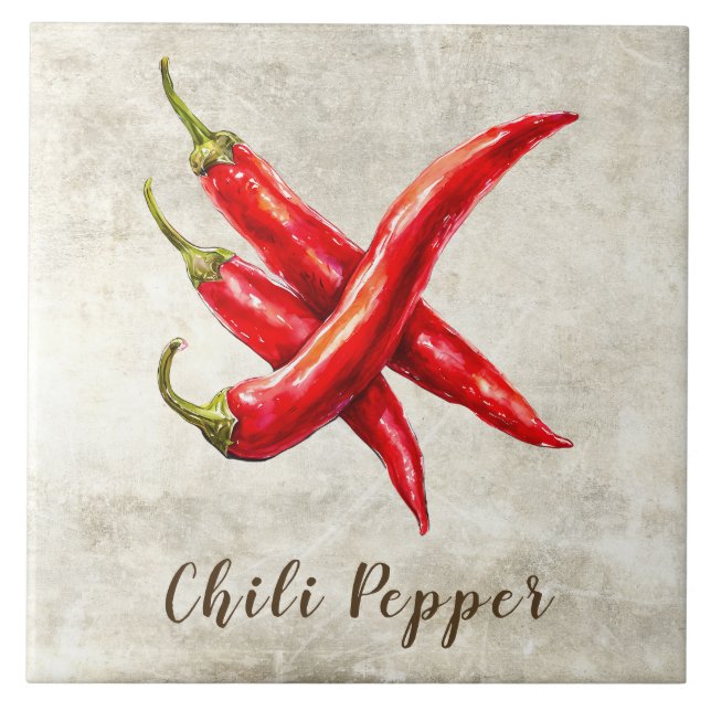 Azulejo Diseño de textura falsa de pimiento rojo rústico a (Frente)