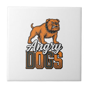 Azulejo Diseño de tipografía de bulldog vintage Angry Dogs