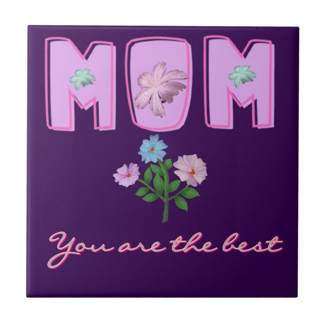 Azulejo Diseño de tipografía personalizada para mamá,  (Frente)
