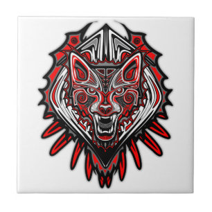 Azulejo Diseño de tótem tribal Haida de lobo