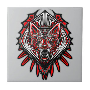 Azulejo Diseño de tótem tribal Haida de lobo