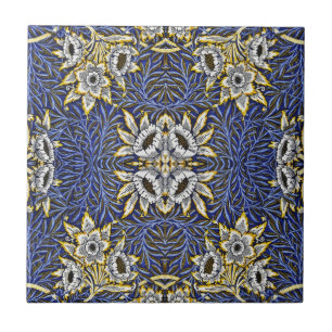 Azulejo Diseño de Tulipán y Sauce Azul y Dorado de William