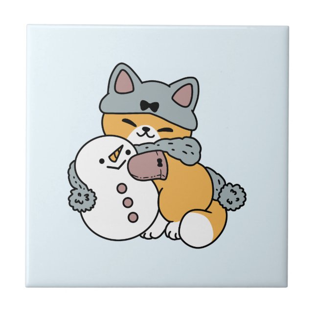 Azulejo Diseño de vacaciones de invierno para gato con nie (Frente)