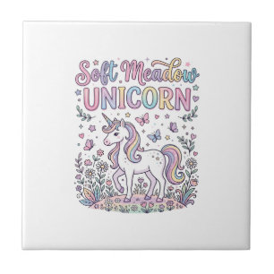 Azulejo Diseño de vector adorable unicornio suaves prado u
