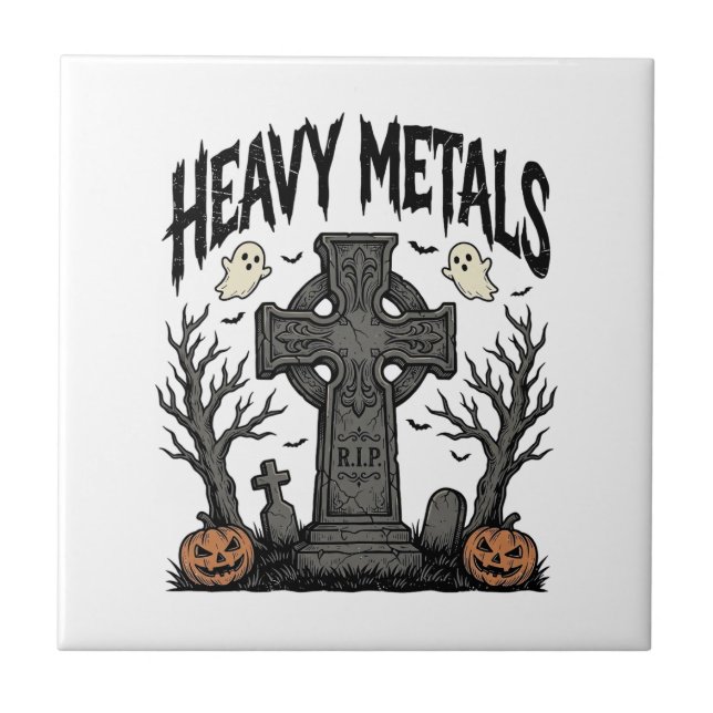 Azulejo Diseño de vector cementerio de Halloween de metale (Frente)