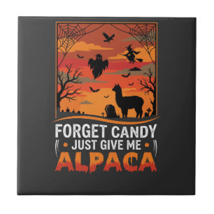 Azulejo Diseño de vector de alpaca espeluznante de Hallowe