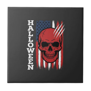 Azulejo Diseño de vector de bandera de cráneo de Halloween