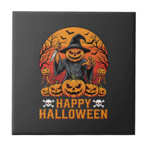 Azulejo Diseño de vector de bruja de calabaza espeluznante