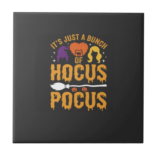 Azulejo Diseño de vector de bruja de Halloween Hocus Pocus (Frente)