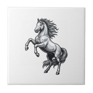 Azulejo Diseño de vector de caballo encabritado de grabado