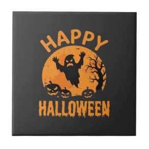Azulejo Diseño de vector de calabaza de fantasma de Hallow