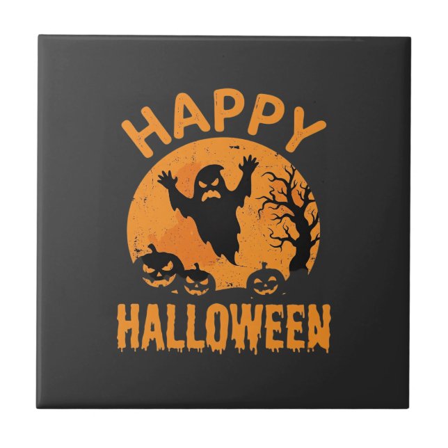 Azulejo Diseño de vector de calabaza de fantasma de Hallow (Frente)