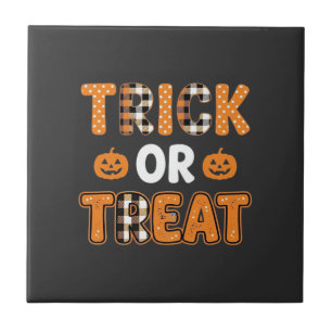 Azulejo Diseño de vector de calabaza de Halloween Truco o