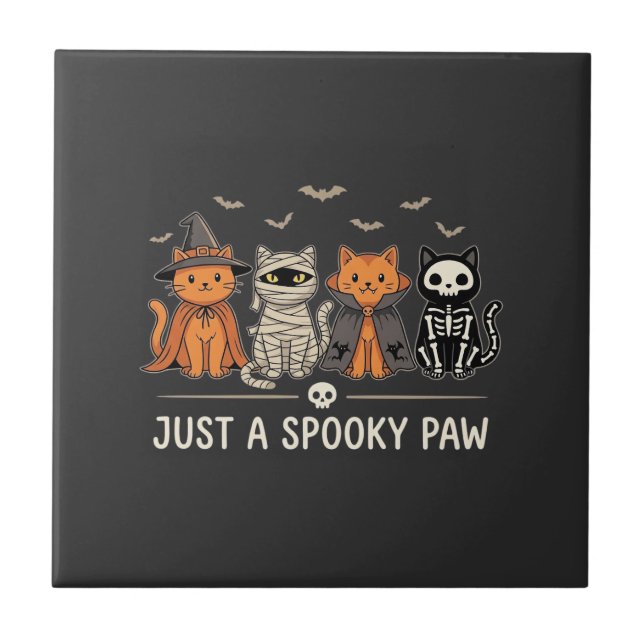 Azulejo Diseño de vector de disfraz de gato de Halloween S (Frente)