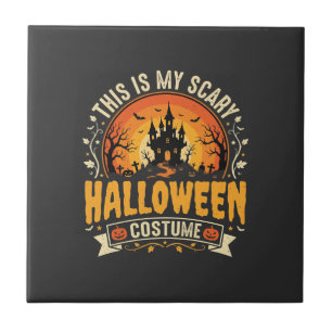 Azulejo Diseño de vector de disfraz de Halloween aterrador