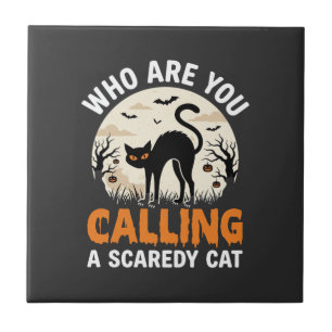 Azulejo Diseño de vector de gato negro de Halloween divert