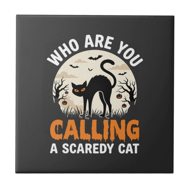 Azulejo Diseño de vector de gato negro de Halloween divert (Frente)