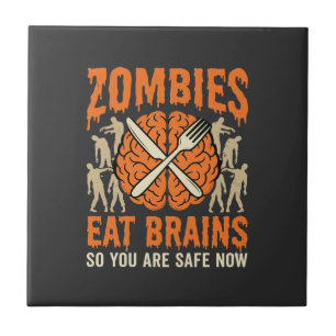 Azulejo Diseño de vector de Halloween de zombie divertido