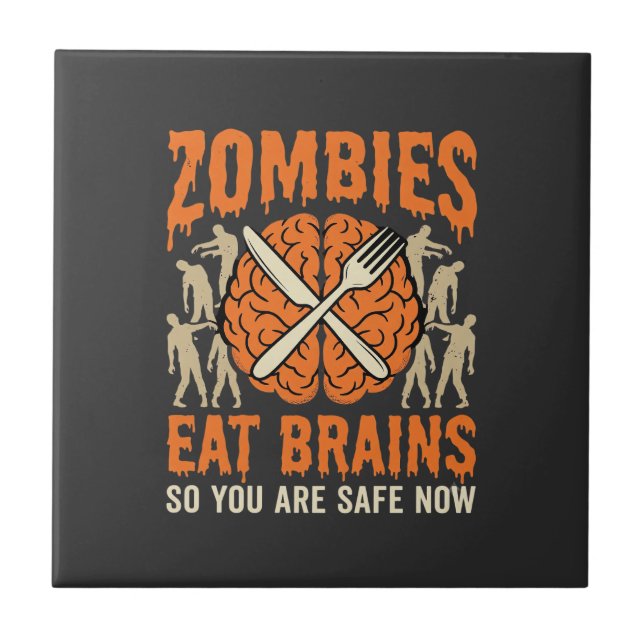 Azulejo Diseño de vector de Halloween de zombie divertido  (Frente)