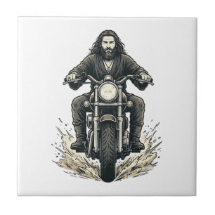 Azulejo Diseño de vector de motorista de motocicleta de gr