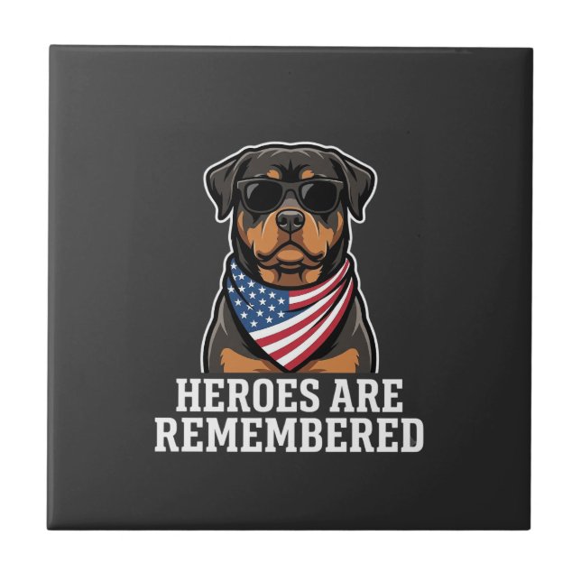 Azulejo Diseño de vector de perro héroe Rottweiler patriót (Frente)