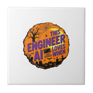 Azulejo Diseño de vector vintage de ingeniero de Halloween