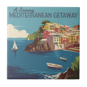 Azulejo Diseño de Viajes Vintage Mediterráneo Getaway