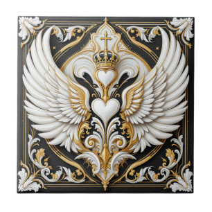Azulejo Diseño del Corazón Alado Monarca