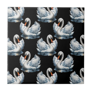 Azulejo Diseño del patrón de aves de cisne