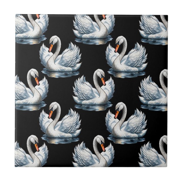 Azulejo Diseño del patrón de aves de cisne (Frente)