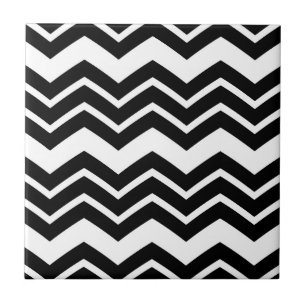 Azulejo Diseño del patrón de Chevron de Zigzag blanco negr