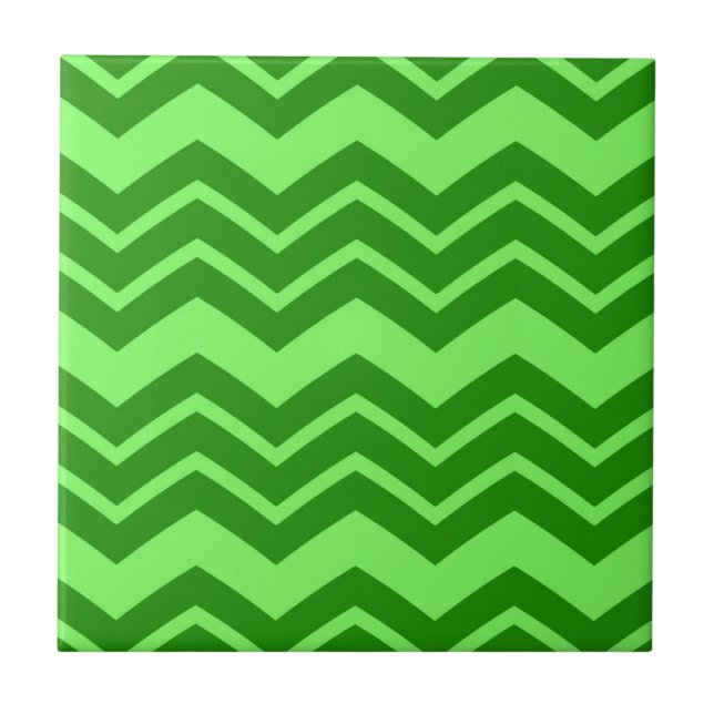 Azulejo Diseño del patrón de Chevron Zig Zag Green (Frente)