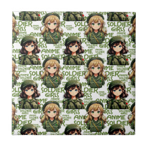 Azulejo Diseño del patrón de Chicas de soldados animales