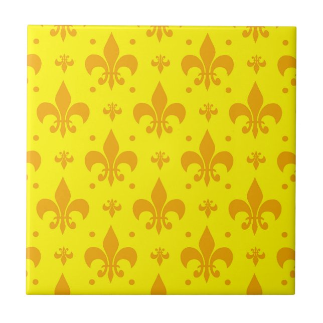 Azulejo Diseño del patrón de flor amarillo de lis (Frente)
